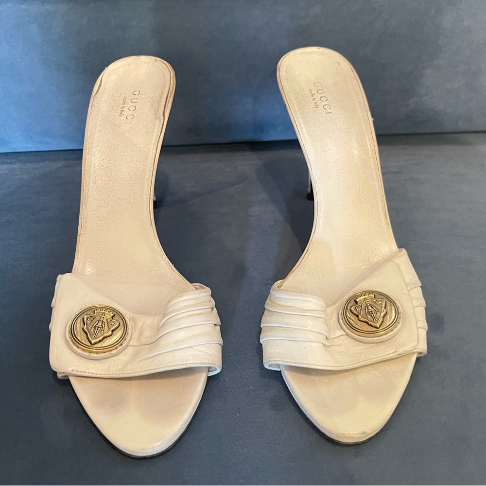 GUCCI WHITE LEATHER DARWIN MULE SIZE 9
